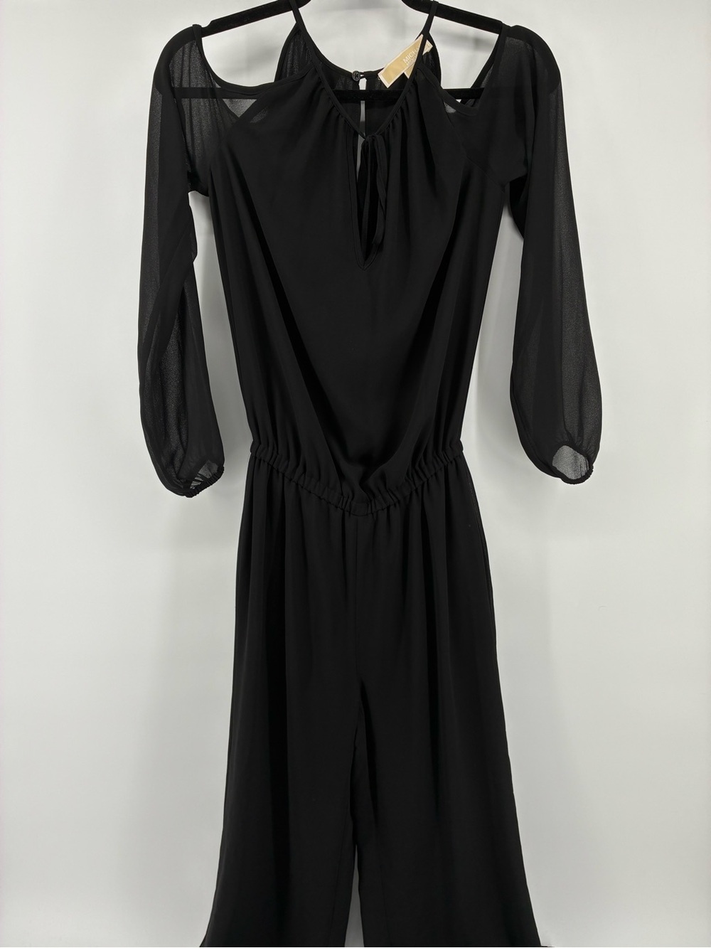 Women's Black Cold-Shoulder Jumpsuit Dress